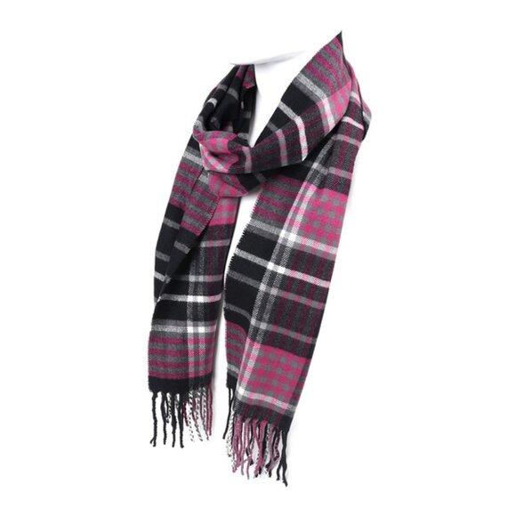 Scarf - Classic Plaid - Magenta/ Black/ White- Unisex - NWT - Picture 1 of 3
